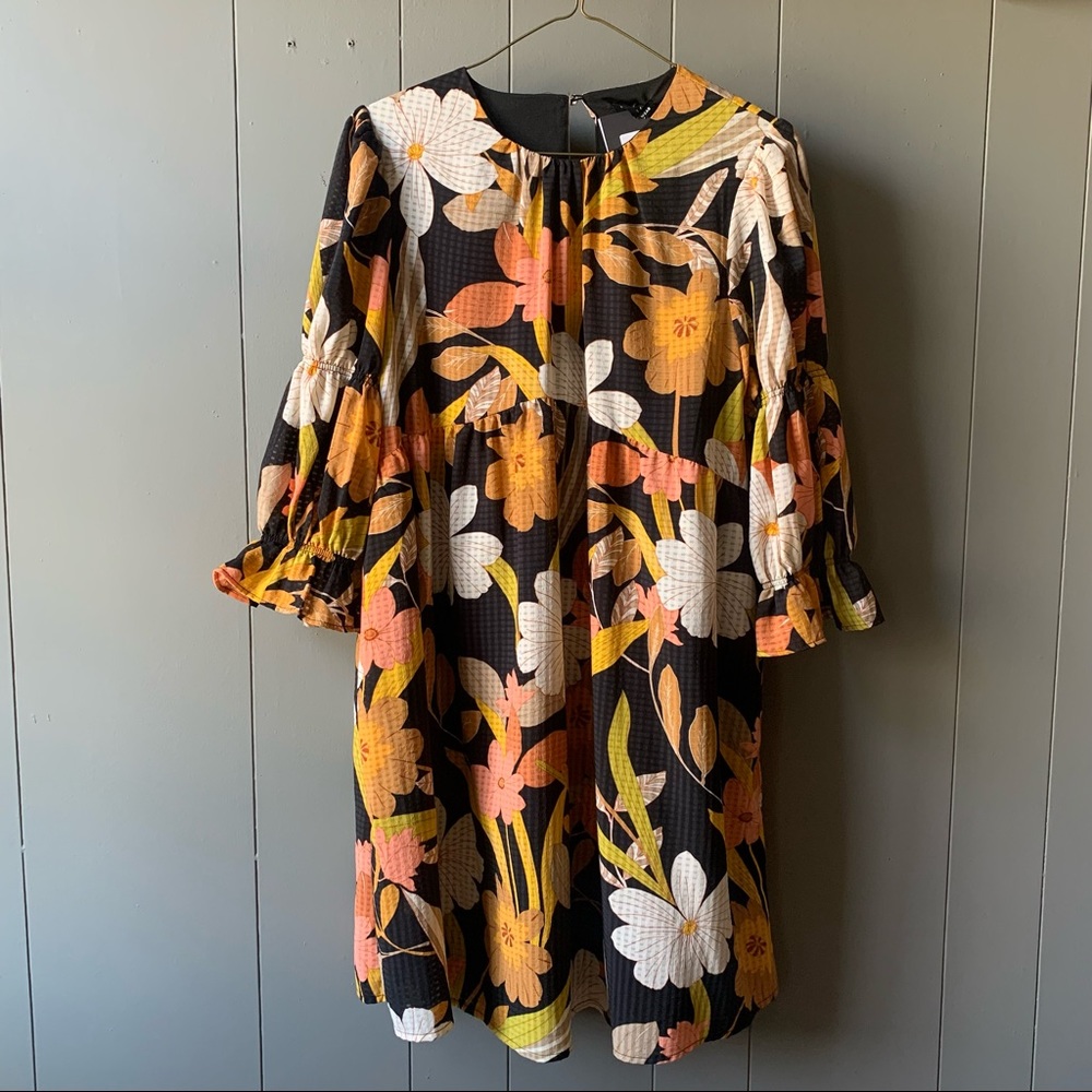 Who What Wear Puff Sleeve Retro Swing Dress NWT